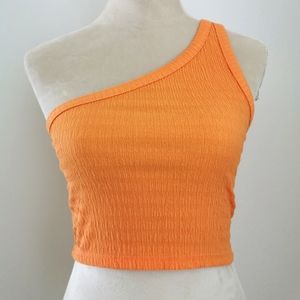 One shoulder crop top light orange